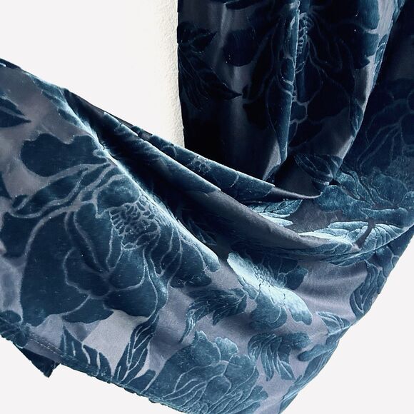 EUC Eva Rose Velvet Burnout Babydoll Dress Size M Dark Teal - Picture 6 of 16